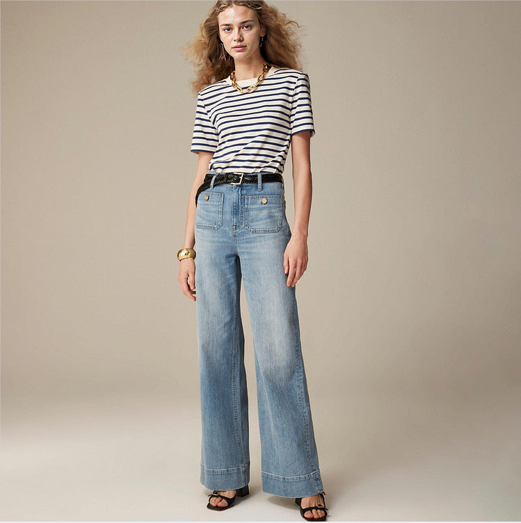 High-rise -Tummy Control Sailor Wide Leg Trouser