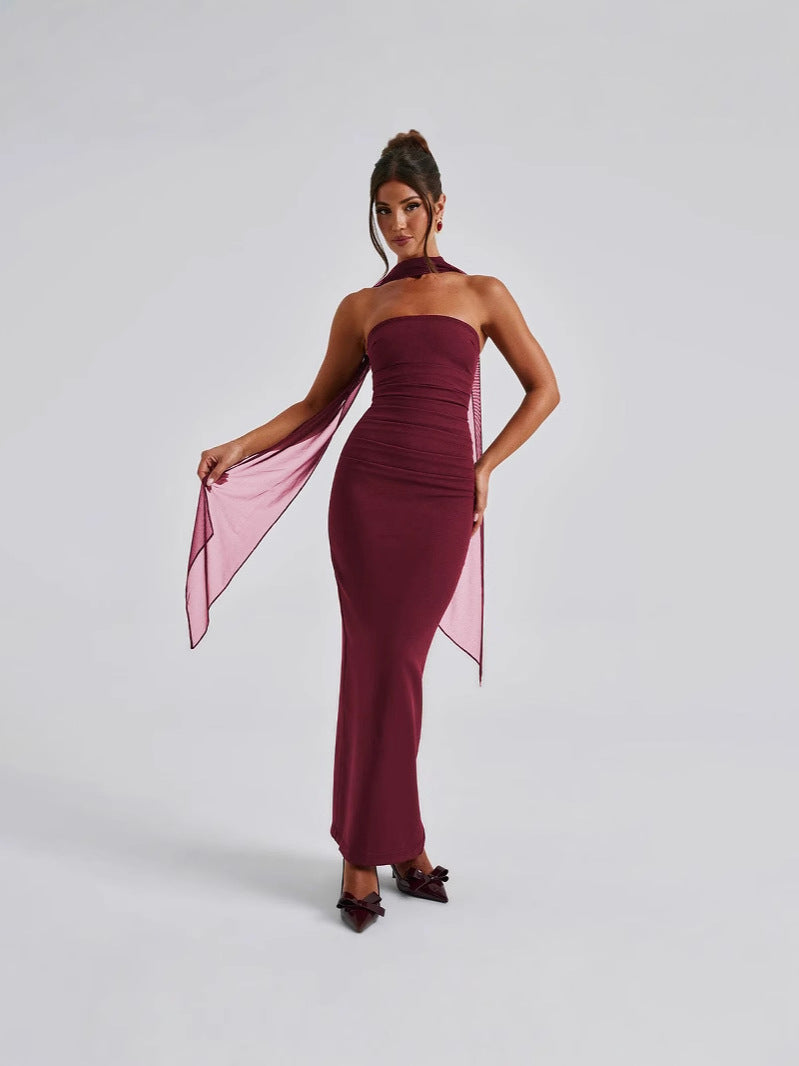 Strapless Split Extra Long Maxi Dress