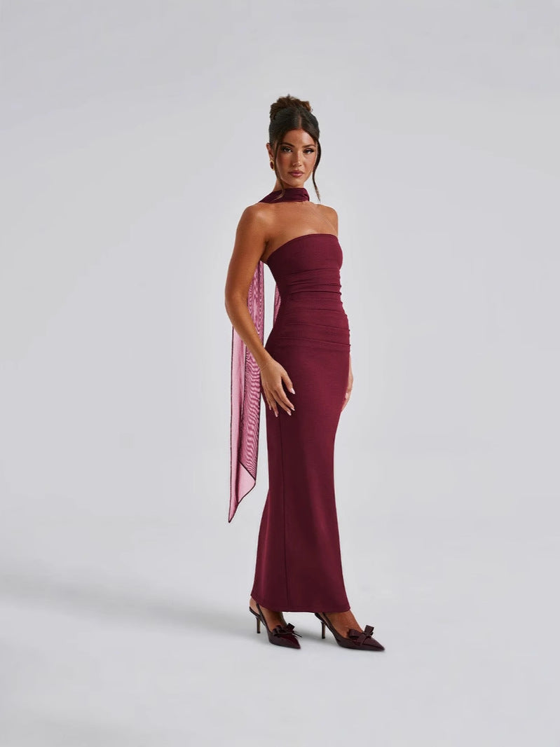 Strapless Split Extra Long Maxi Dress