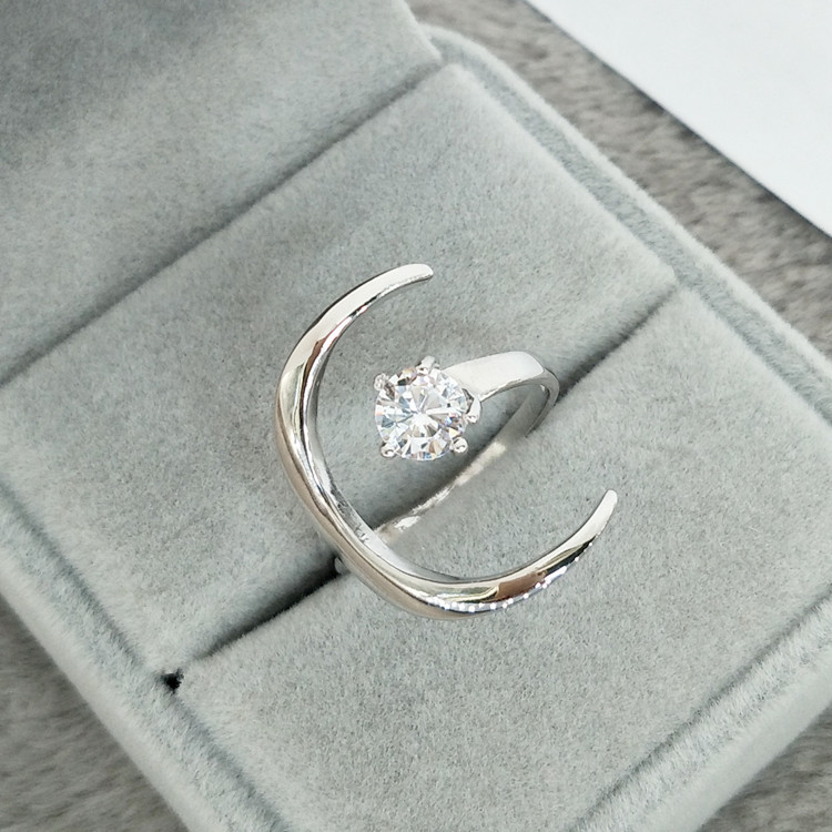 S925 Silver Moon Moissanite Ring - Eternelle.shop