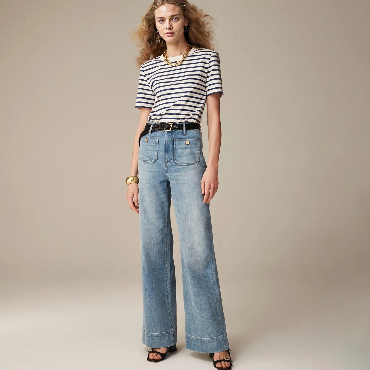 High-rise -Tummy Control Sailor Wide Leg Trouser