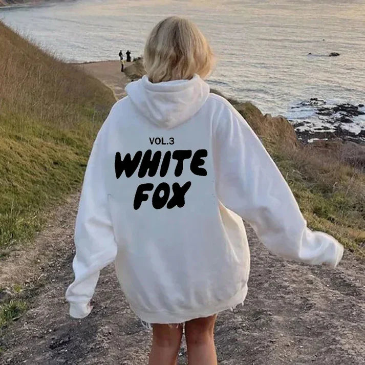 White Fox Unisex Hoodie Loose Fitting Hoodie - Eternelle.shop