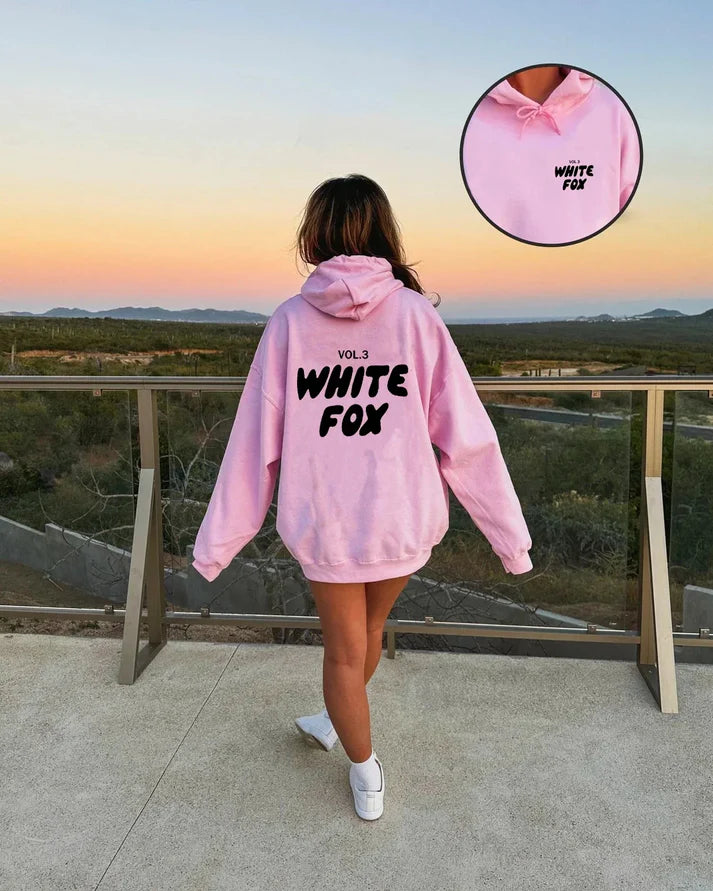 White Fox Unisex Hoodie Loose Fitting Hoodie - Eternelle.shop