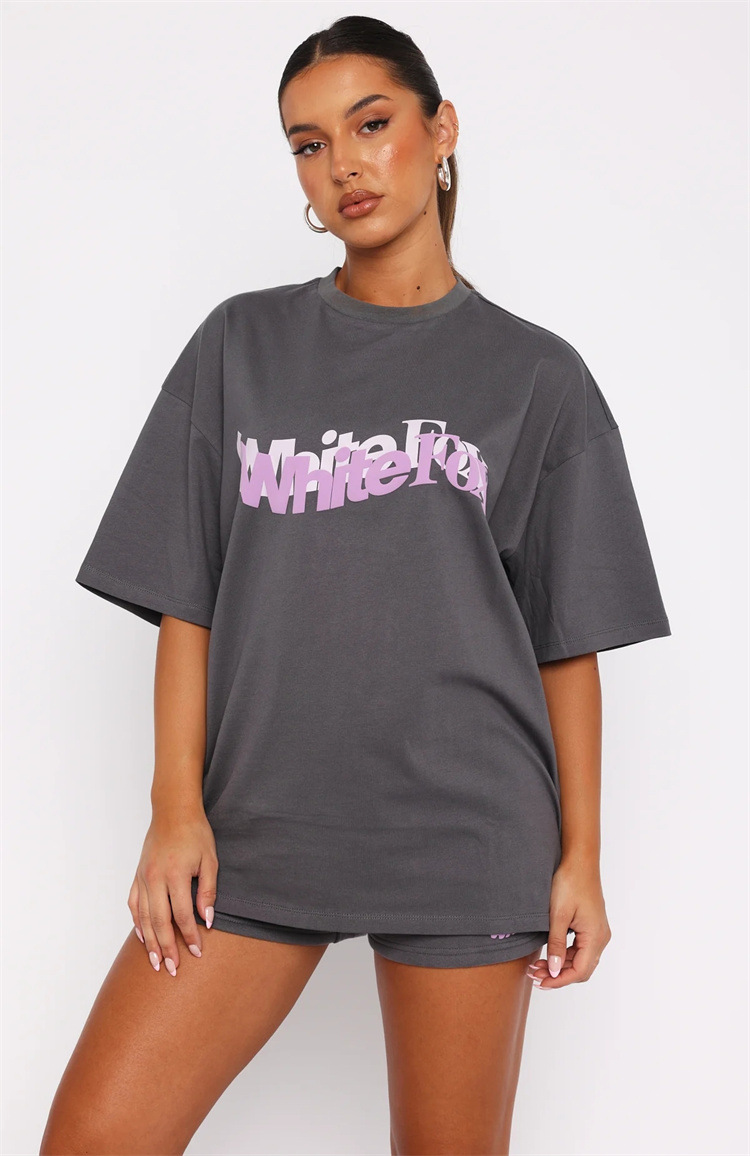 White Fox So Wavy Oversized Tee（with short） - Eternelle.shop