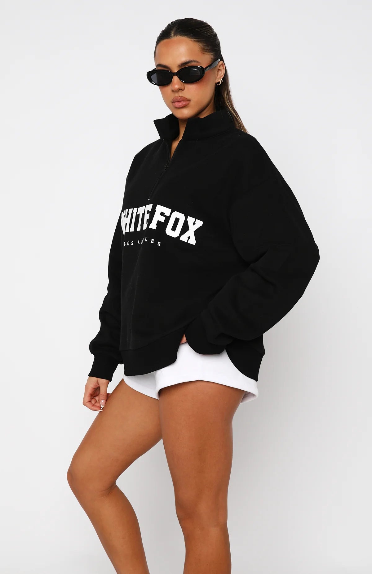 High Standard White Fox Zip Front Sweater - Eternelle.shop