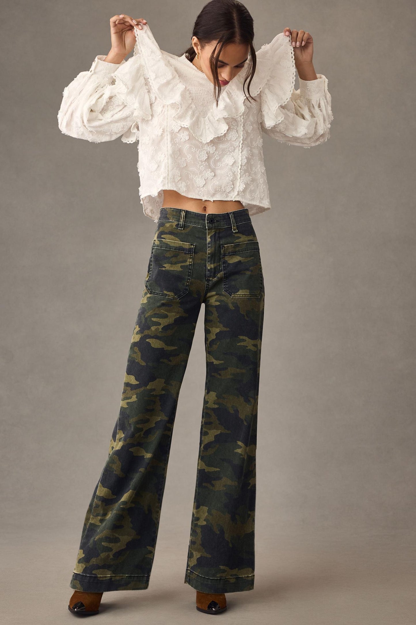 High-rise -Tummy Control Sailor Wide Leg Trouser