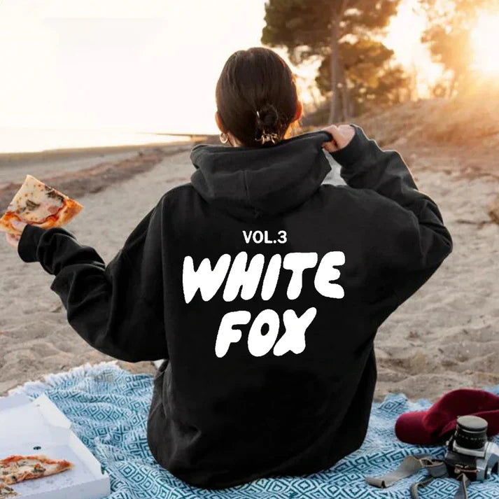 White Fox Unisex Hoodie Loose Fitting Hoodie - Eternelle.shop