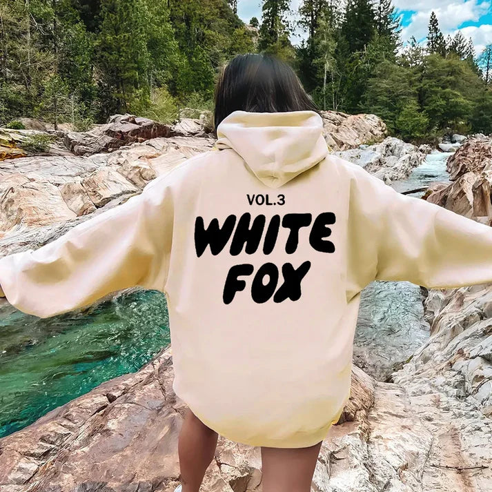 White Fox Unisex Hoodie Loose Fitting Hoodie - Eternelle.shop