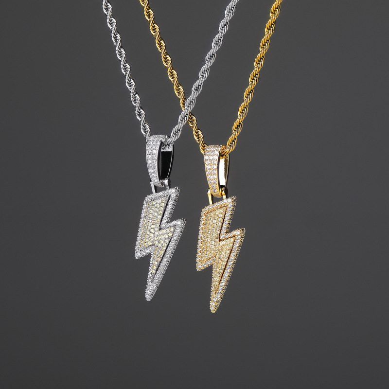 Explosive Lightning Pendant Zirconia Personalized Hip Hop Hipster Necklace - Eternelle.shop