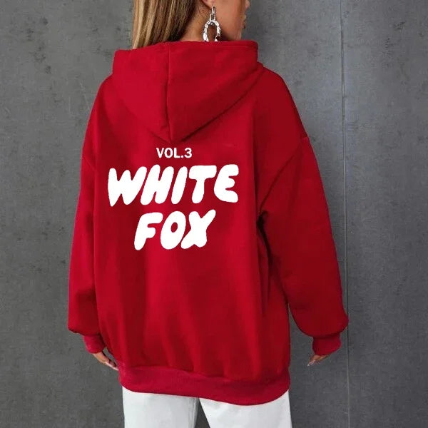 White Fox Unisex Hoodie Loose Fitting Hoodie - Eternelle.shop