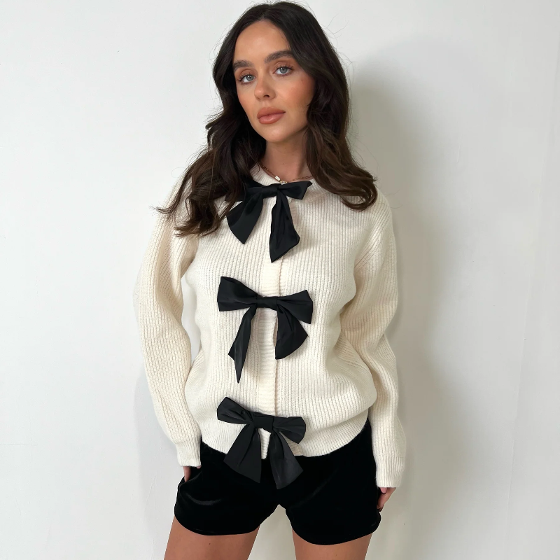 Knitted Bow Cardigan