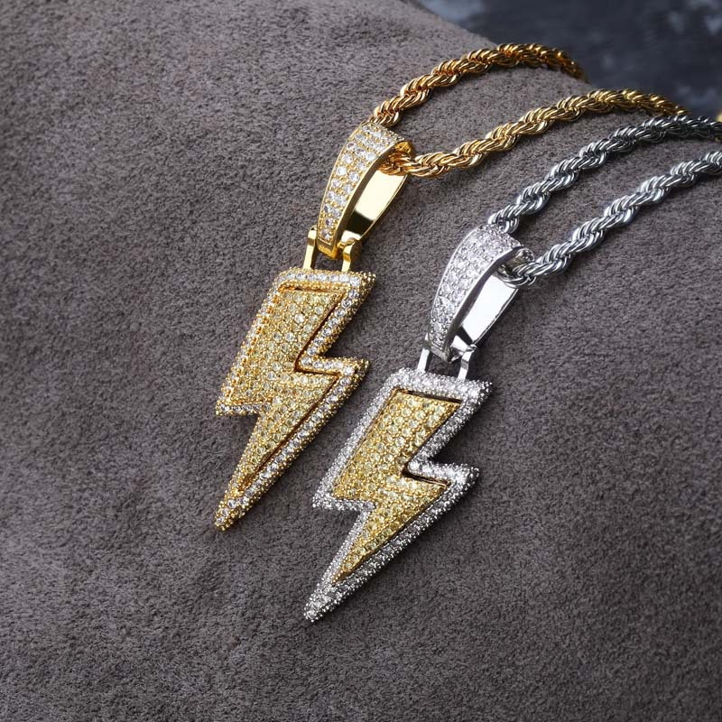 Explosive Lightning Pendant Zirconia Personalized Hip Hop Hipster Necklace - Eternelle.shop