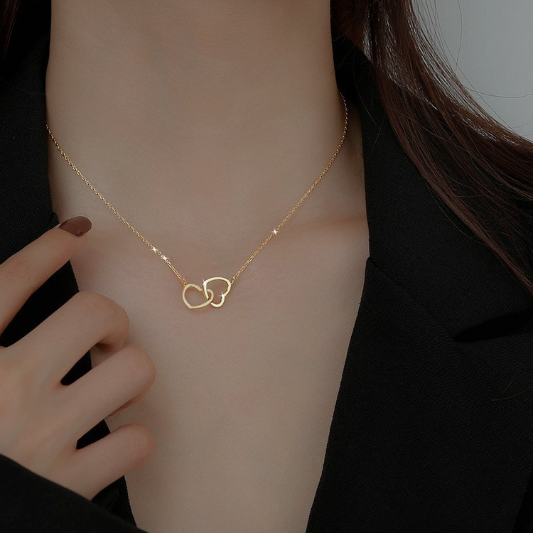 Eternal Rose Necklace with Two Hearts - Eternelle.shop