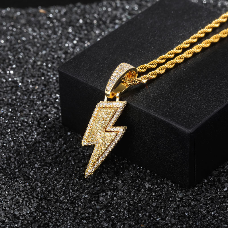 Explosive Lightning Pendant Zirconia Personalized Hip Hop Hipster Necklace - Eternelle.shop