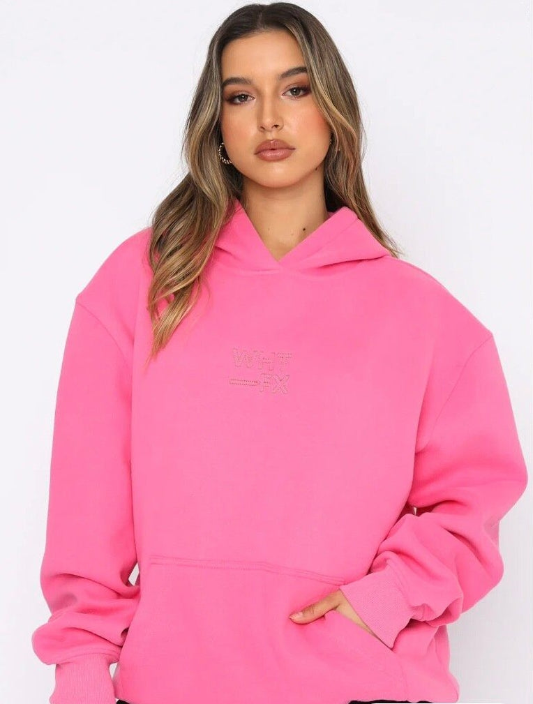 White Fox Boutique Right On The Line Hoodie-PINK