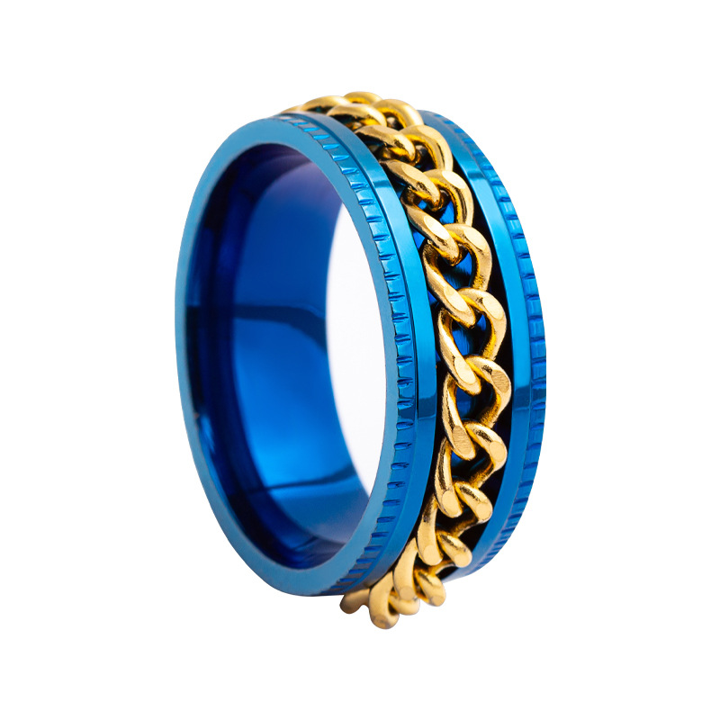 Stylish Stainless Steel Embossed Rotatable Chain Ring - Eternelle.shop