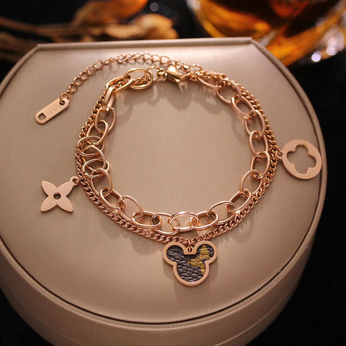 Fashion Stainless Steel Bracelet 18K Mickey Double Layer Bracelet - Jewelry - Eternelle.shop