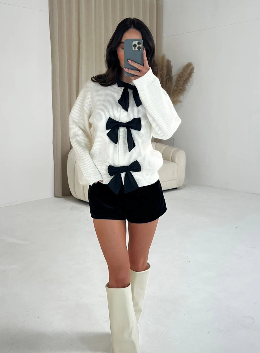 Knitted Bow Cardigan