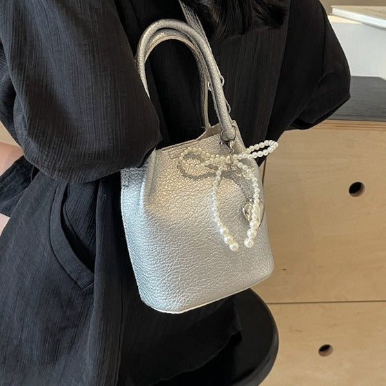 ELEGANT-PEARL-ACCENT BUCKET BAG - Eternelle.shop