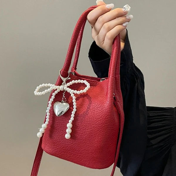 ELEGANT-PEARL-ACCENT BUCKET BAG - Eternelle.shop