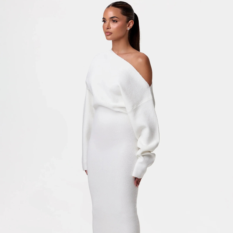 Drop-Shoulder Sweater Dress