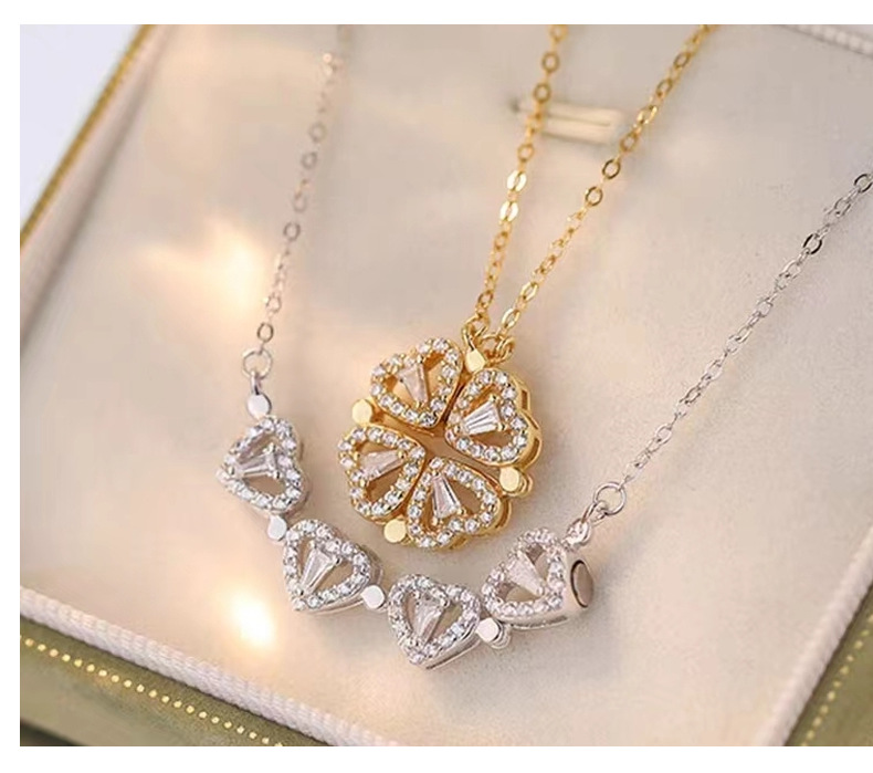 💕 Heart Shaped Four Leaf Clover Necklace-Unique Necklace For Her🎁 - Eternelle.shop