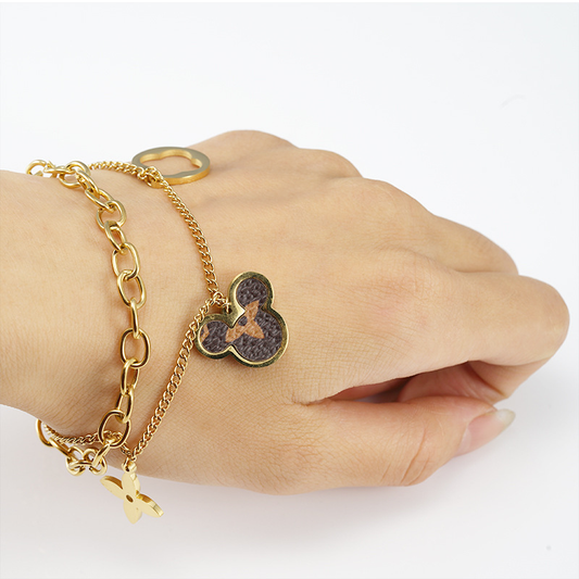 Fashion Stainless Steel Bracelet 18K Mickey Double Layer Bracelet - Jewelry - Eternelle.shop