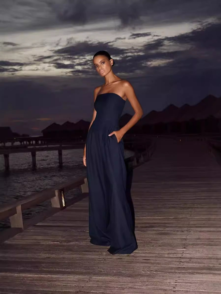 Women's Pocket Strapless Jumpsuit