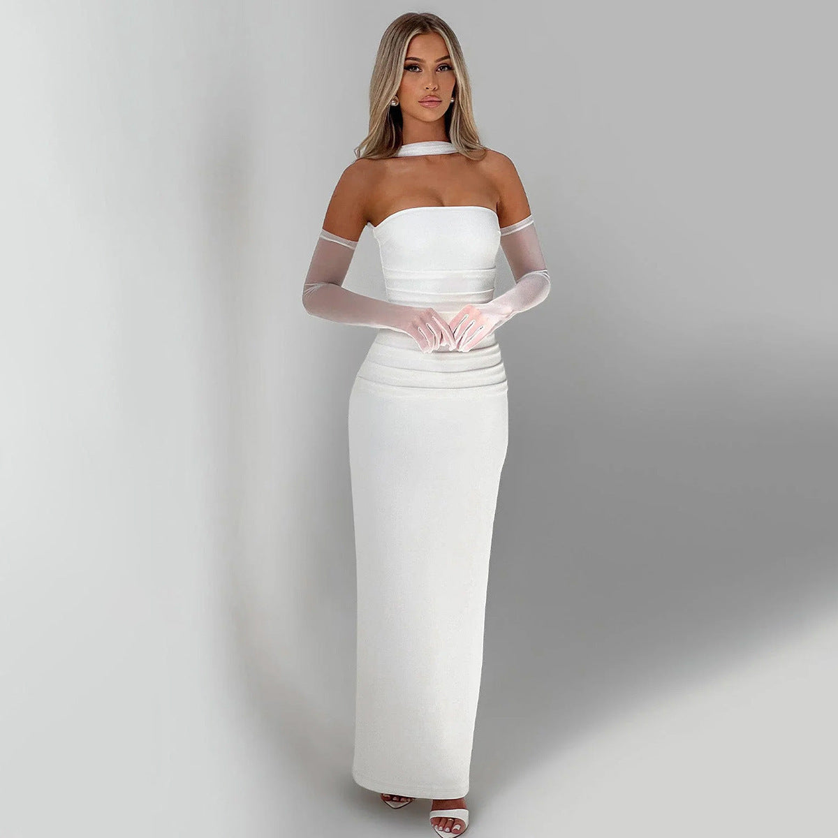 Strapless Split Extra Long Maxi Dress