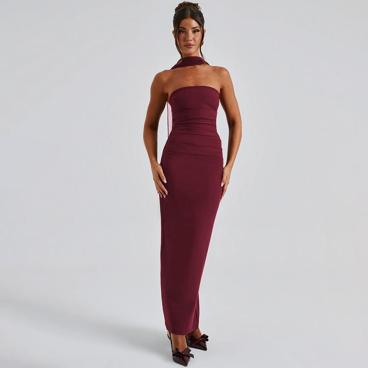 Strapless Split Extra Long Maxi Dress