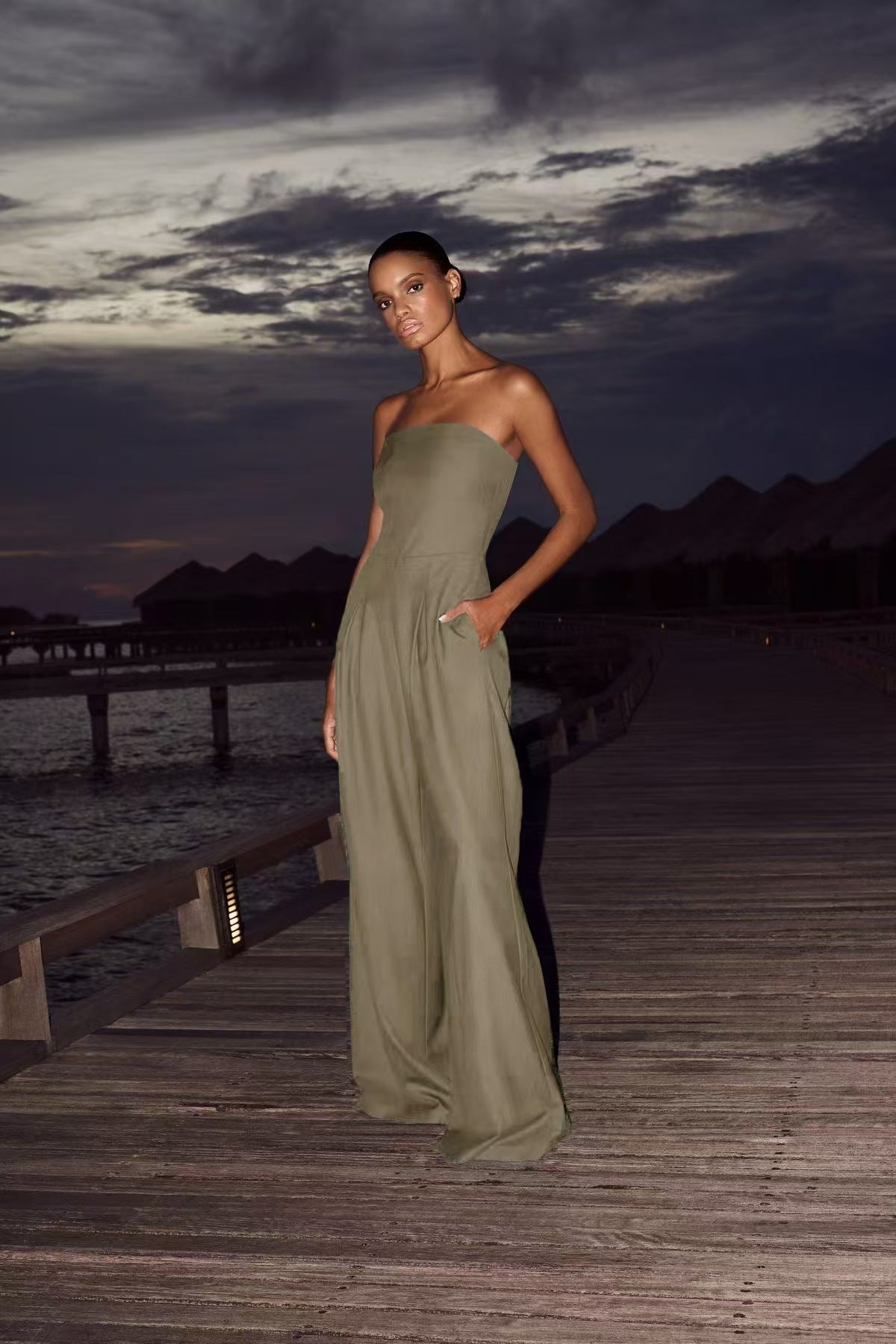 Women's Pocket Strapless Jumpsuit