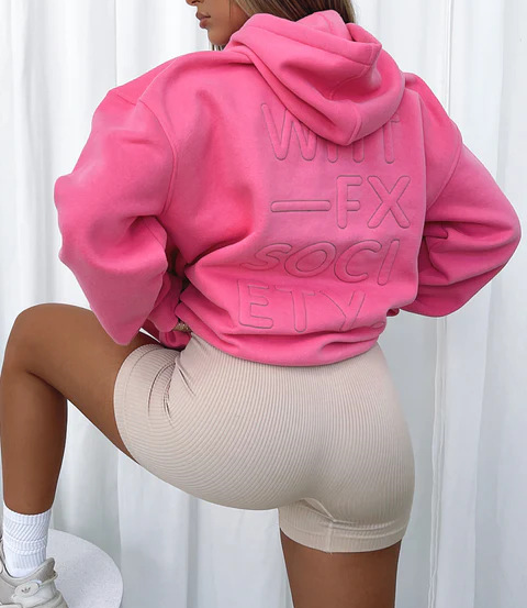 White Fox Boutique Right On The Line Hoodie-PINK