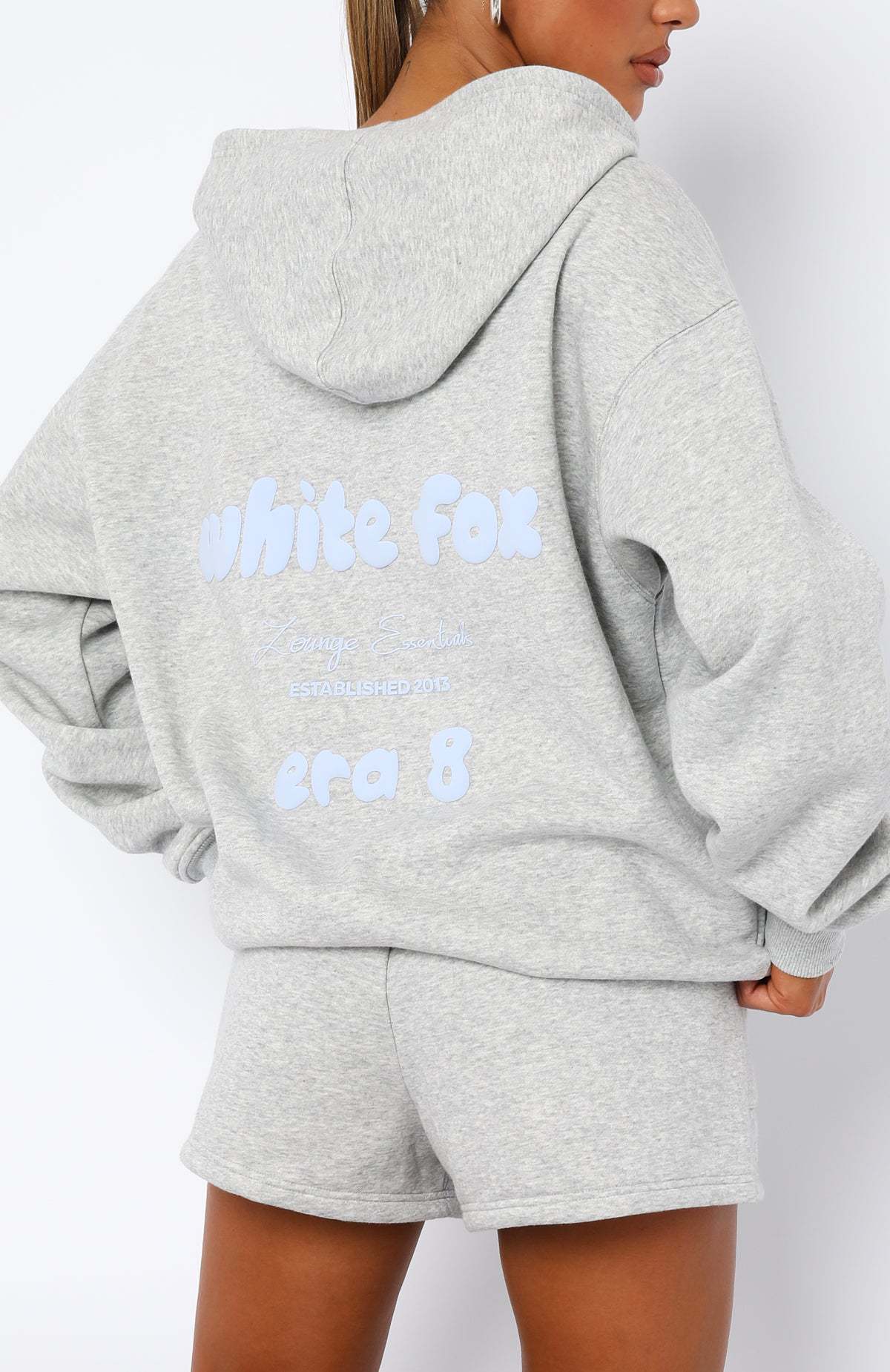 White-fox Era 8 Zip Front Hoodie - Eternelle.shop