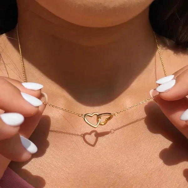 Eternal Rose Necklace with Two Hearts - Eternelle.shop