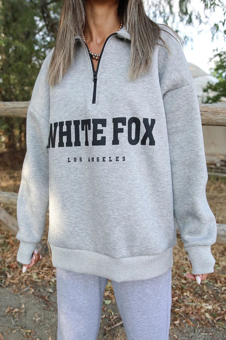 High Standard White Fox Zip Front Sweater - Eternelle.shop