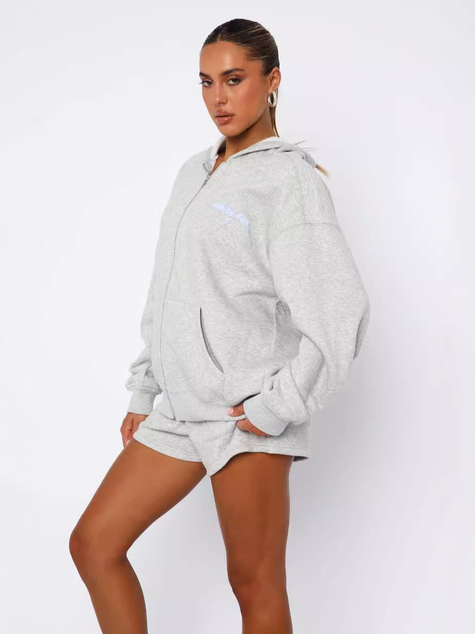 White-fox Era 8 Zip Front Hoodie - Eternelle.shop