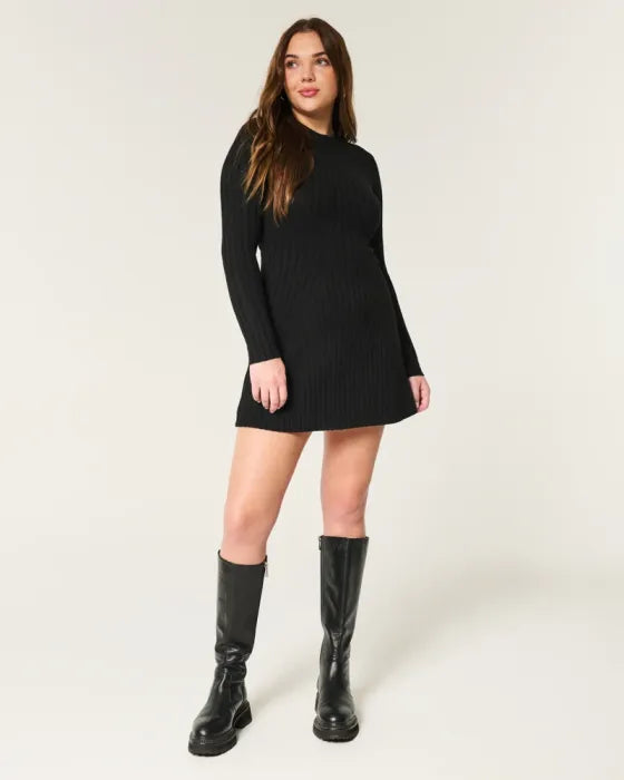 Elegant Knitted O-Neck Sweater Dress