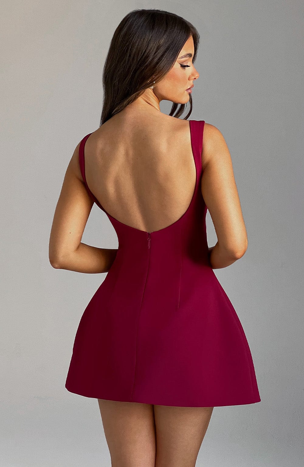 Neck Scoop Back Bubble-shaped Mini Dress