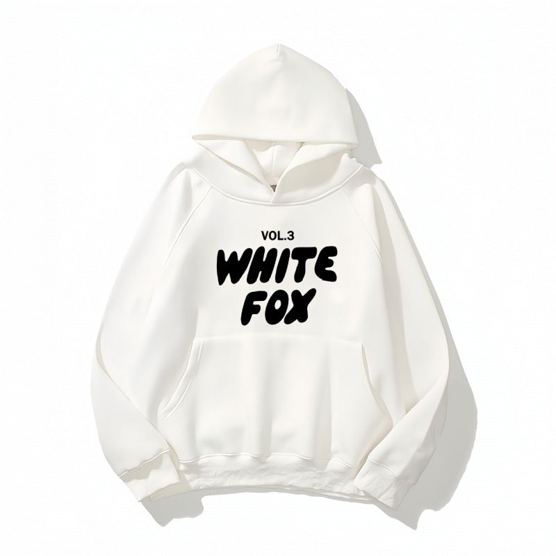 White Fox Unisex Hoodie Loose Fitting Hoodie - Eternelle.shop