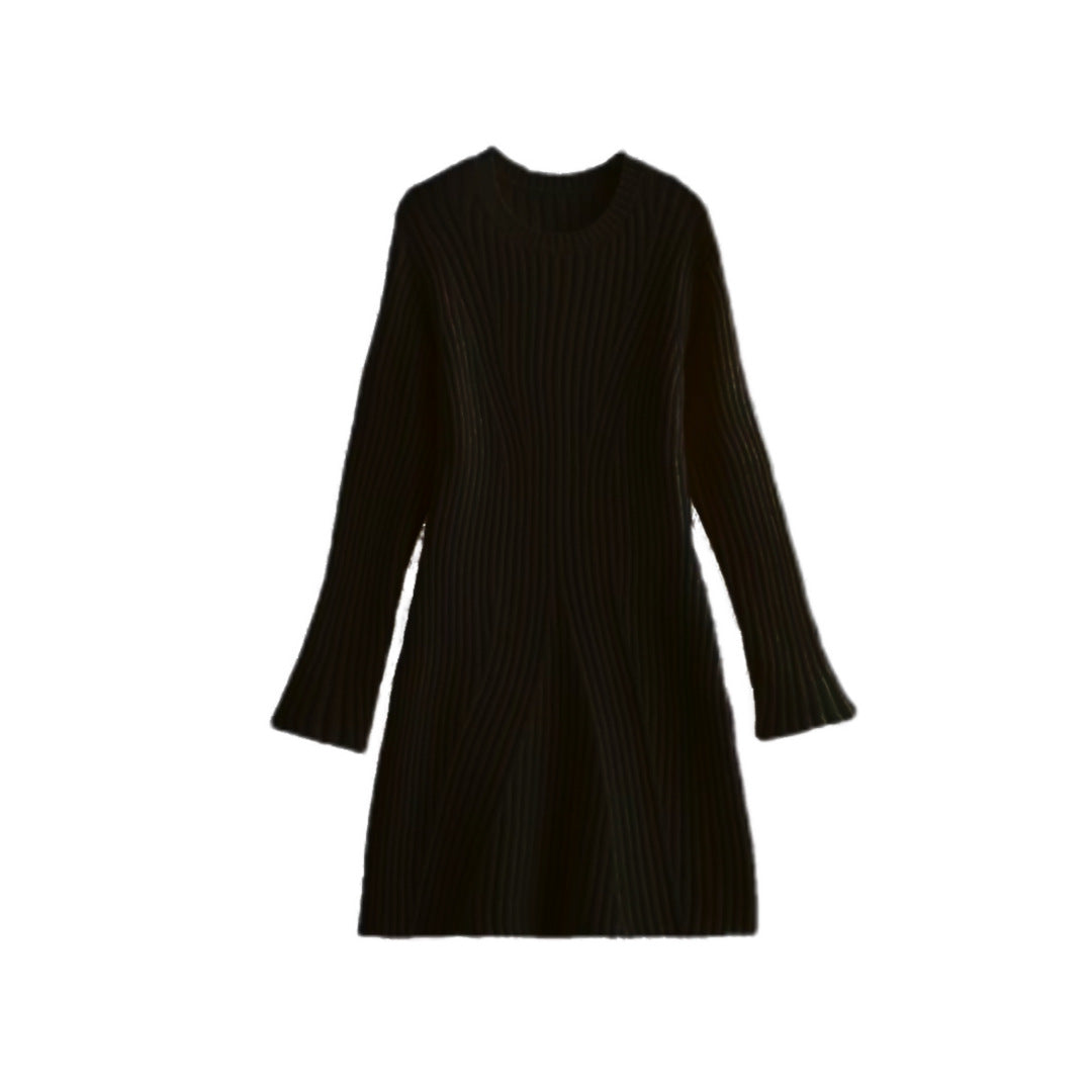 Elegant Knitted O-Neck Sweater Dress