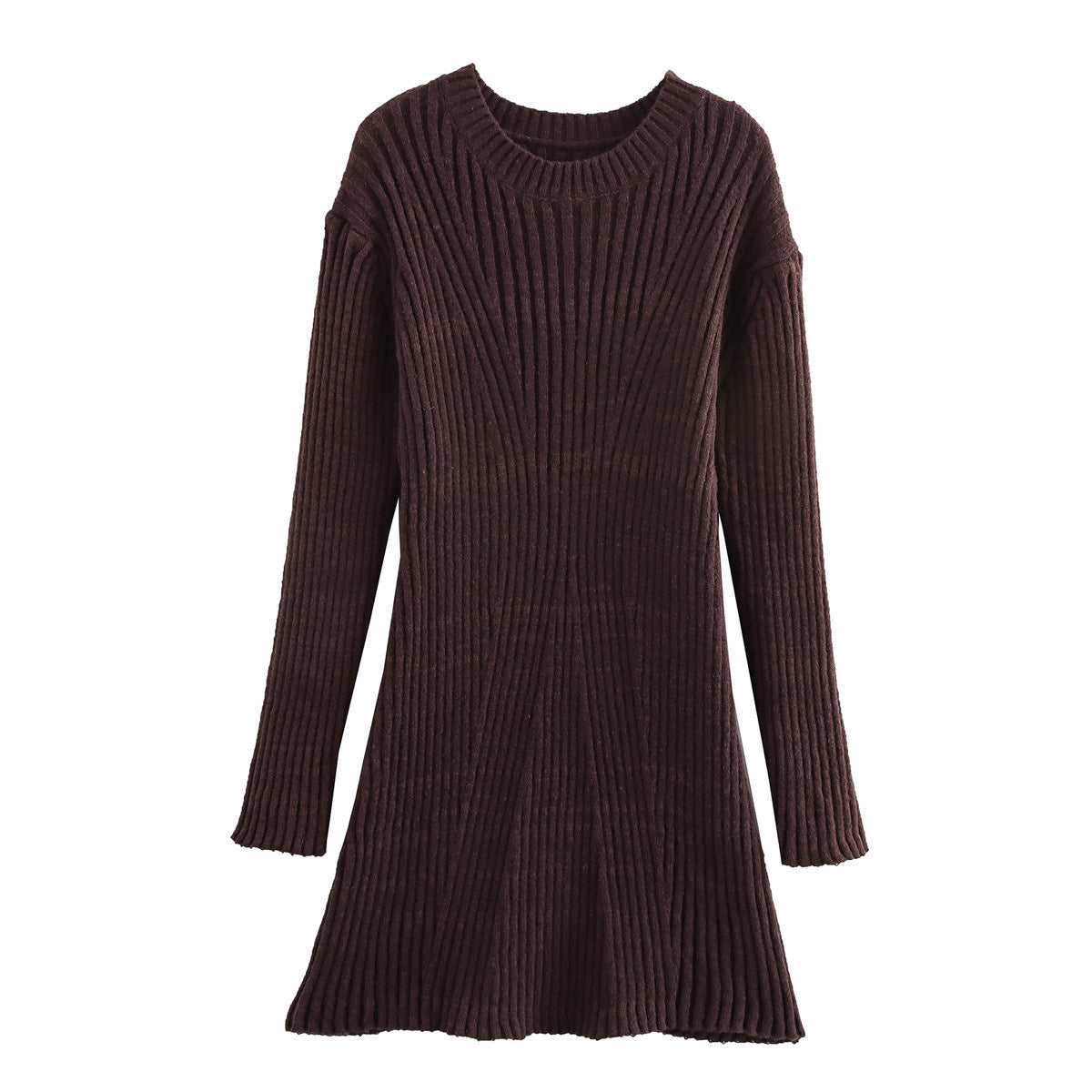 Elegant Knitted O-Neck Sweater Dress