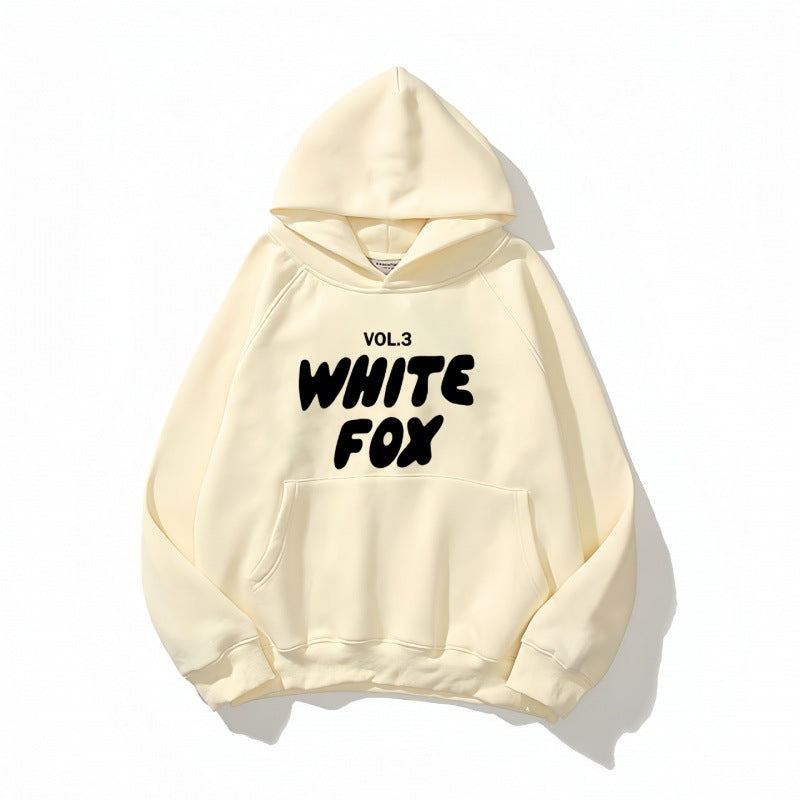 White Fox Unisex Hoodie Loose Fitting Hoodie - Eternelle.shop