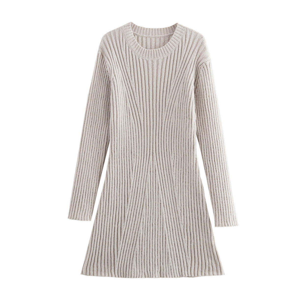 Elegant Knitted O-Neck Sweater Dress