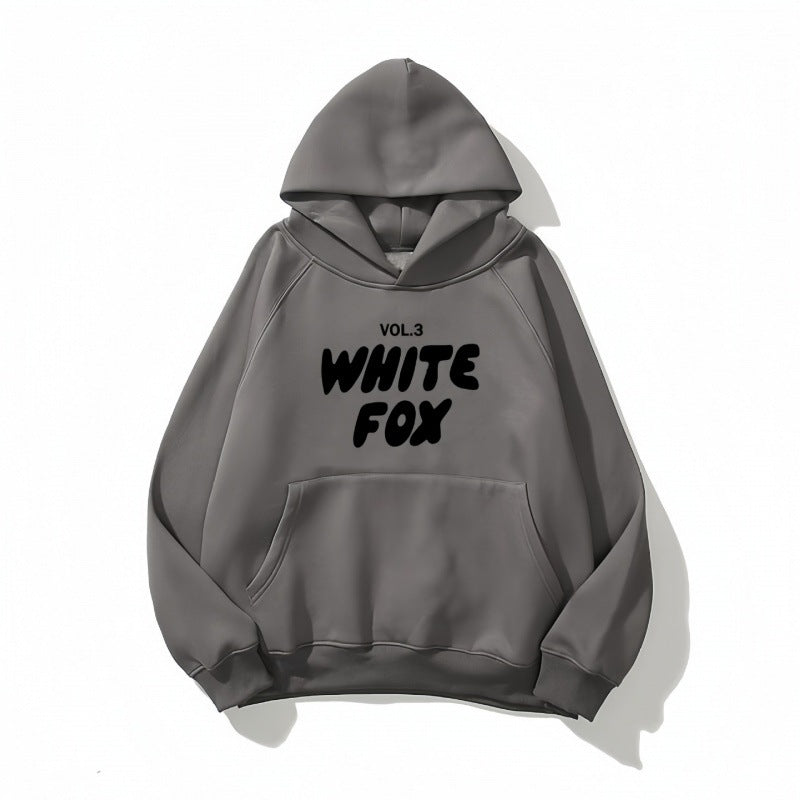 White Fox Unisex Hoodie Loose Fitting Hoodie - Eternelle.shop