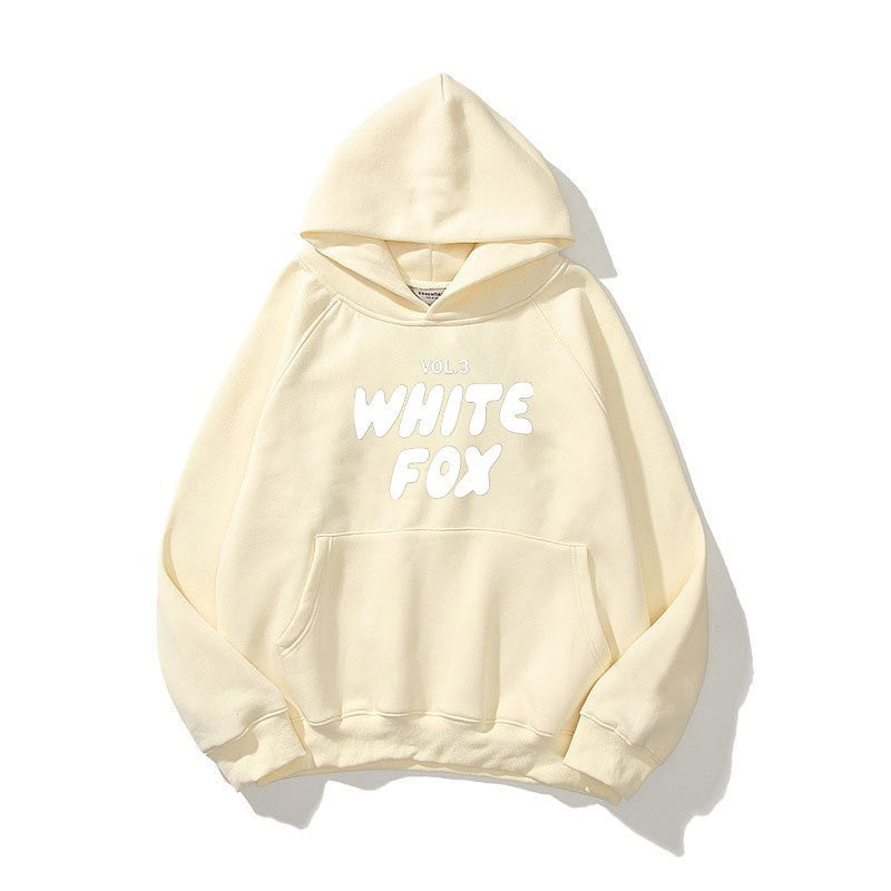 White Fox Unisex Hoodie Loose Fitting Hoodie - Eternelle.shop