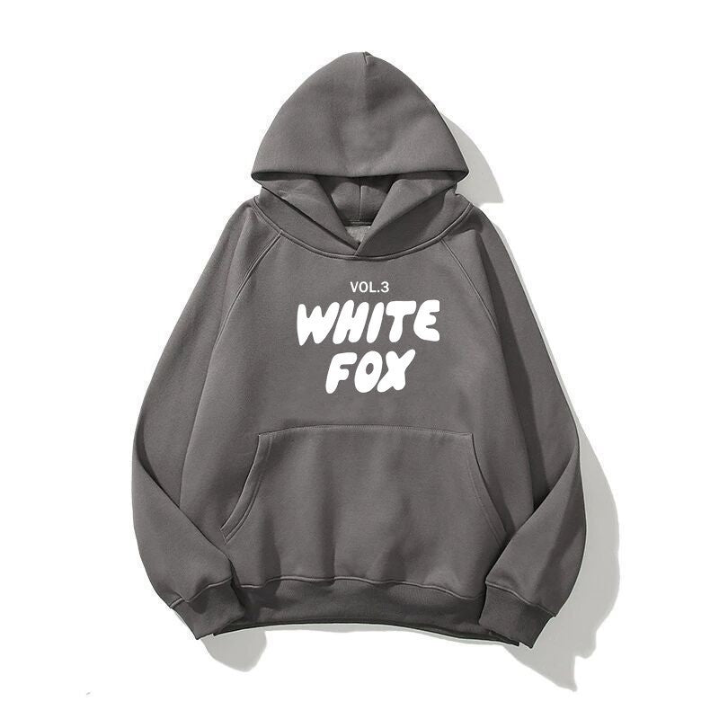 White Fox Unisex Hoodie Loose Fitting Hoodie - Eternelle.shop